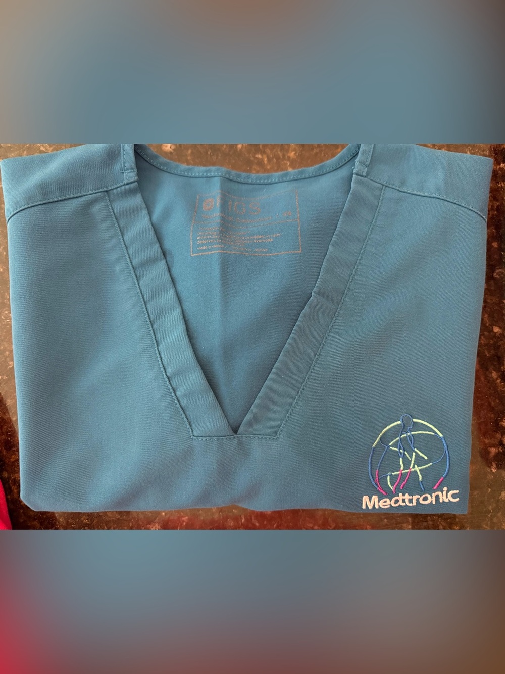 FIGS Women's Dark Teal Scrub Set Medtronic Emblem Casma Top XS Kade bottom S